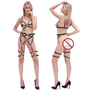 Erotic Adjustable PU Leather Body Harness / Sexy Women Chest Belt and Leg Harness - EVE's SECRETS